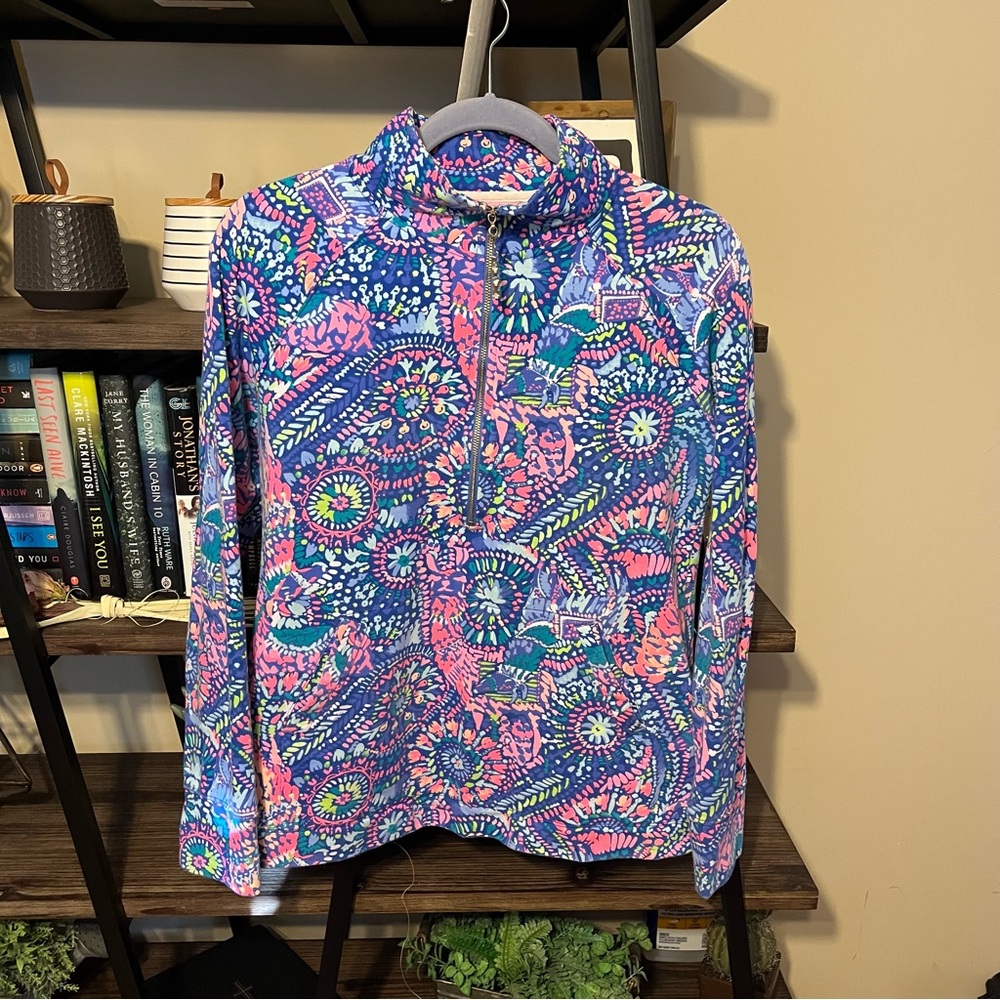 Lilly Pulitzer No Prob Llama SKIPPER POPOVER Half Zip Pullover Size S
